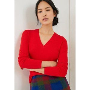 Anthropologie Red V-Neck Sweater